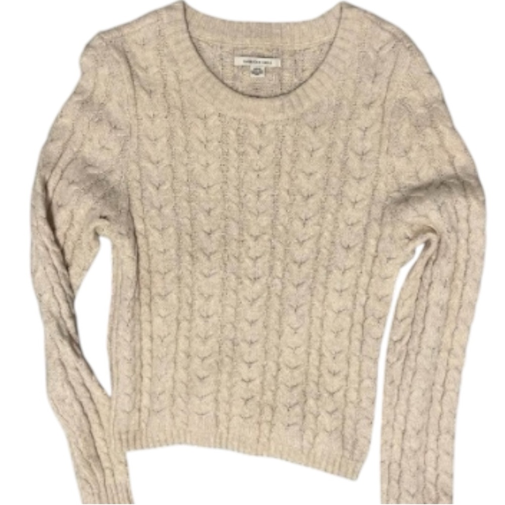 American Eagle Cable Knit Cream Sweater